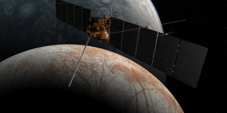 Render artistico della missione Europa Clipper. Credits: NASA/JPL-Caltech