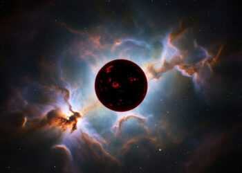 Render di una nana oscura generato con l'IA. Credits: Sci.news/Gemini AI