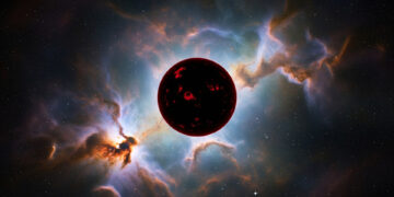 Render di una nana oscura generato con l'IA. Credits: Sci.news/Gemini AI