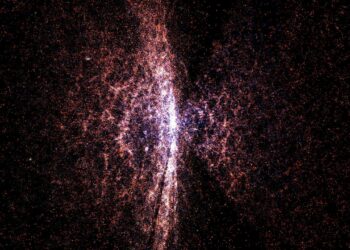 Visualizzazione 3D a partire dai dati dello Sloan Digital Sky Survey delle strutture più grandi conosciute nell'Universo. Credits: SDSS/NASA/University of Chicago and Adler Planetarium and Astronomy Museum