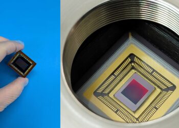 Sensori CMOS a rilevamento a singolo fotone e risoluzione del numero di fotoni: un sensore da 9.4 Mpixel (a sinistra) e un sensore da 16.7 Mpixel (a destra). Credits: CfD, RIT