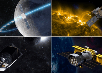 Da in alto a sinistra, in ordine: Hongmeng Project, Kuafu-2, Earth 2.0 ed eXTP. Credits: CAS/CMG/Wikimedia Commons/Astrospace.it