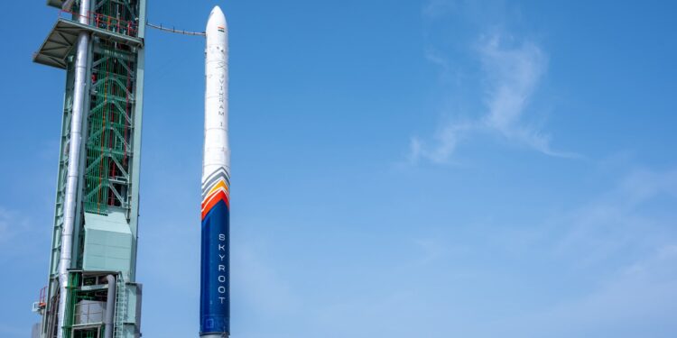Vikram-1 sul pad di lancio il 18 luglio 2026. Credits: Skyroot Aerospace